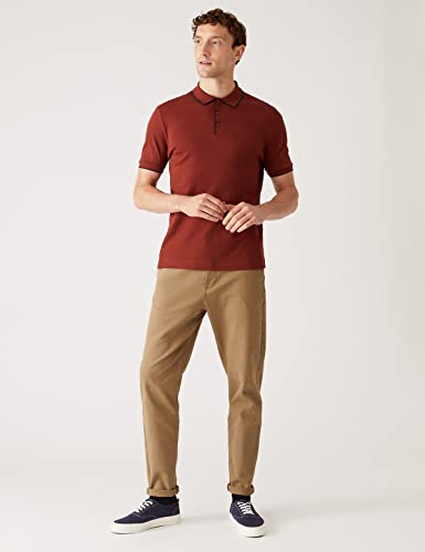 Image of Marks & Spencer Mens Solid Cotton Collared Neck Regular Fit Polo Shirt