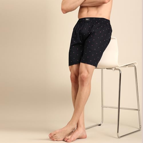 Image of Pepe Jeans Men's Printed 100% Cotton Regular Fit Boxer Shorts | Stylish AOP Print Comfortable Boxer for Daily Innerwear | Soft Breathable Cotton Fabric | Elastic Waistband | Everyday Comfort Wear