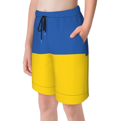 Flag of Ukraine Youth Beach Pants, Soft and Breathable, with Drawstring Waist, Suitable for Sports and Leisure.4