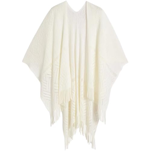 Shawl Hollow Knitted Poncho Cape Scarf Pashmina Shawls, Large Soft Pashminas Shawl Wraps With Tassel Gifts for Women