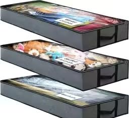 Under Bed Storage Organiser, Large Capacity, Collapsible Box with Zipper Closure, for Blankets and Garments, Pack of 3-image-33
