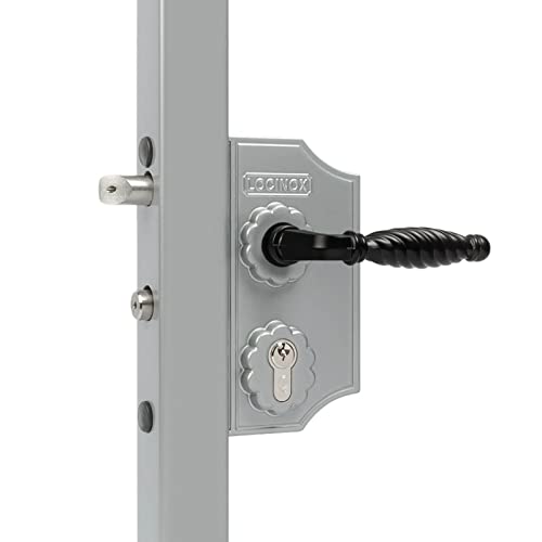 Locinox LAKY Serrure à grille décorative pour portes à bijoux | Revêtement par poudre – Différentes couleurs (argent, largeur du cadre 40-50 mm)