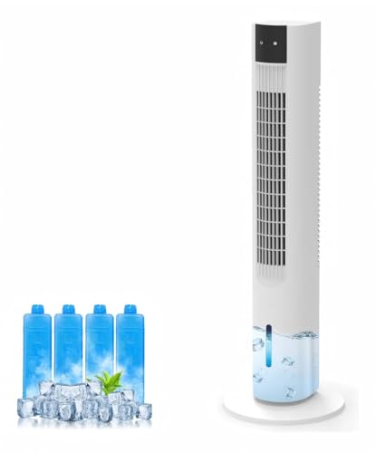 BELEAAD Tower Fan with Water, Evaporative Air Cooler,2L Water Tank, Humidifying Tower Fan Bladeless, Oscillating 80° Wide Angle, 3 Speeds, 12-Hour Timer, Remote Control, Quiet for Bedroom, Living Room