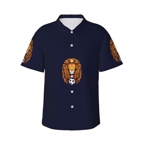 Chemise hawaïenne homme manches courtes imprimé lion vêtement vacances décontracté