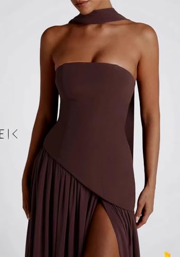 Famnbro Womens Tube Dress Strapless Sexy Off Shoulder Side Slit Going Out Casual Elegant Club Party Maxi Dresses3