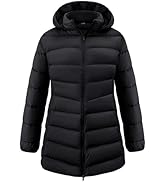 wantdo Women's Plus Size Lightweight Winter Coat Warm Long Puffer Coats with Removable Hood
