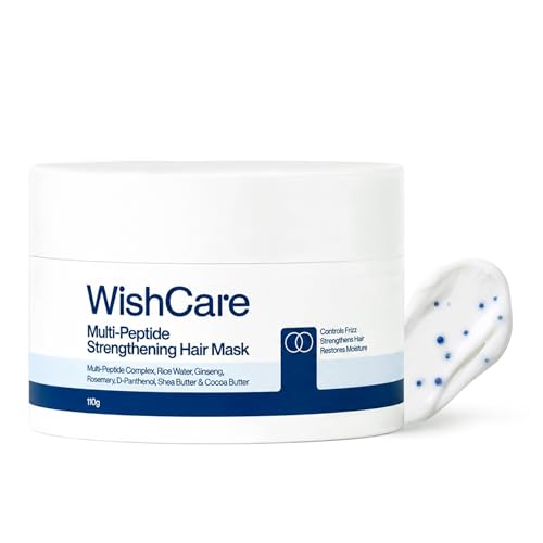 Image of WishCare Strengthening Hair Mask for Frizzy, Dry & Damaged Hair, 110 ml | Multi-Peptide Hair Mask for Hairfall Control & Damage Repair, With Rice Water & Rosemary, Deep Conditioning & Moisturizing