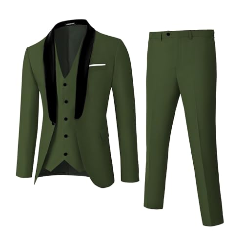 Men's Suits Regular Fit 3 Piece Shawl Lapel Tuxedo Wedding Suit for Men