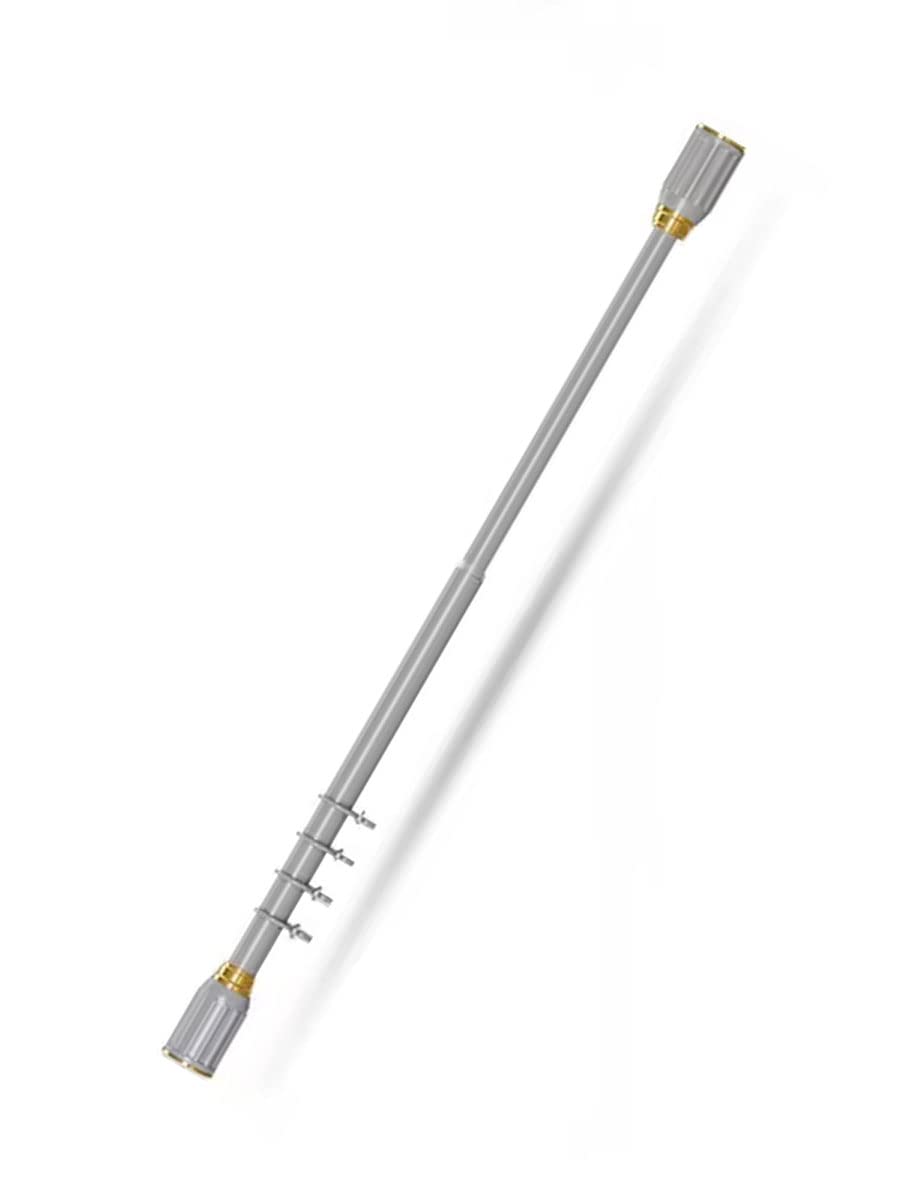 Barra de secado ajustable sin perforaciones, barra telescópica multifuncional para cortina de ducha y estante de secado, gris (120-200 cm) para una fácil instalación y solución de ahorro de espacio.