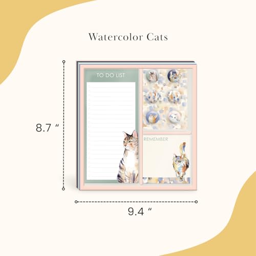 Image of Punch Studio Watercolor Pets Cats Notepad, Listpad and Magnet Set (59255)