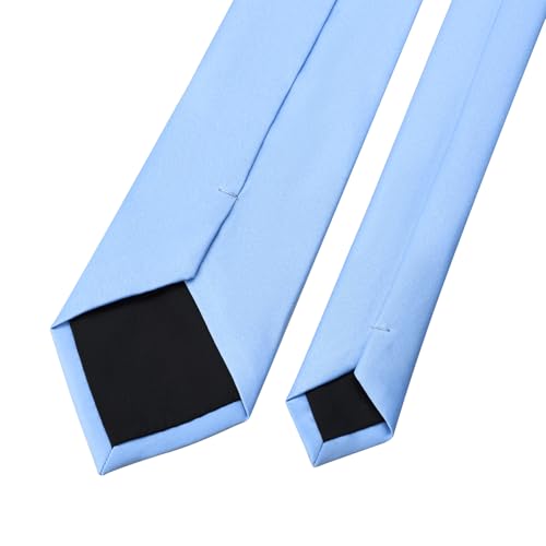 Image of KOOELLE Men's Ties Solid Pure Color Plain Neckties Formal Black Ties For Men