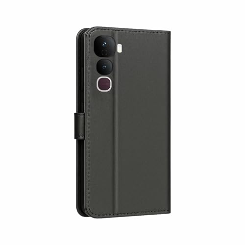 Image of AIBEX Shock Proof Flip Compatible for Vivo Y400 Pro 5G Flip Cover Leather Finish | Inside TPU with Card Pockets | Wallet Stand | Complete Protection Flip Case - Black