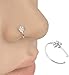 Kuyiuif Small Thin Flower Clear Crystal Nose Ring Stud Hoop-Sparkly Crystal Nose Ring