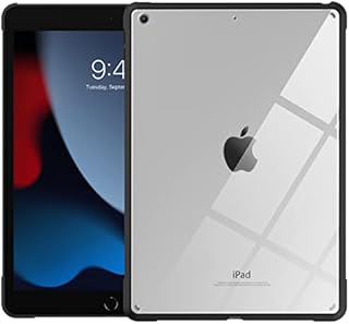TiMOVO Case For New iPad 9th Generation 2021/8th Gen 2020/7th Gen 2019, Ultra Slim Lightweight Shock Absorbant Flexible TPU Air-Pillow Edge Protective Clear Case for iPad 10.2" case, Black