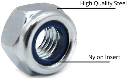 M10 Nyloc Steel Nuts, 10mm Self Locking Nuts with Nylon Inserts (20 Pack) Evelyne