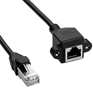 RJ45 Extension Cable Haokiang Ethernet Extension Cable Network Cat6 Extension Patch Cable RJ45 Male to Female Connector Network Extension Cable (1ft with Ear)