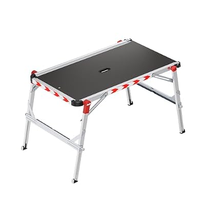 Hailo TP2 Plus | Work & Staircase Platform | Length and Height-Adjustable Telescopic Rails and feet | Integrated Bubble Level | for use with Step stools & stepladders