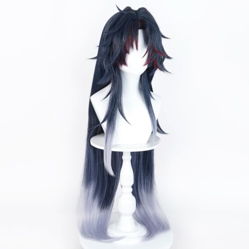 Image of Anime Dark Blue Black Grey Gradient Cosplay Wig for Women Men Cos