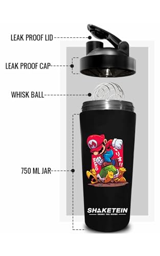 Image of Stainless Steel Gym Shaker Bottle 750ml | Leak Proof Protein Mixer Shaker | BPA Free | Metal Sports Water Bottle for Gym, Workout & Fitness (Anime-24-BLACK)