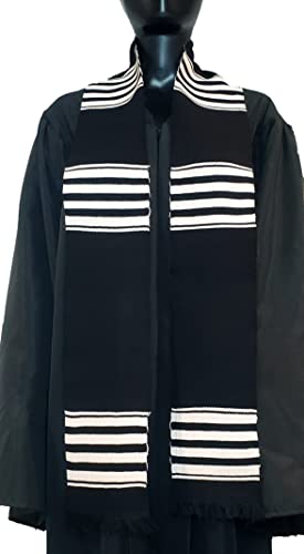 African Kente Graduation Choir Stole - Black with White3