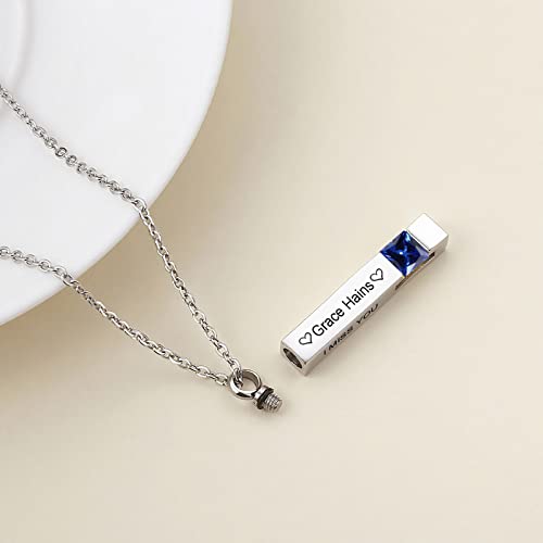 Custom Urn Necklaces for Ashes - Cremation Jewelry with Birthstone Crystals Name Necklace Pendant Personalized Memorial Keepsake for Ash Women Men Kids2