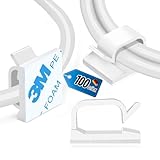 BÄRG-PETAR® Kabelhalter Selbstklebend - 100 Stück - Selbstklebende Kabelclips - 3M Kleber - Kabelführung für Schreibtisch & Büro Kabelklemmen - Wandhalterung - Kabelbefestigung Innen & Außen (weiß)