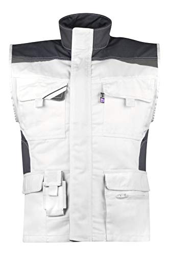 PKA Bestwork Arbeitsweste mit vielen Taschen, modern geschnitten(Weiß/Grau, L) Cover