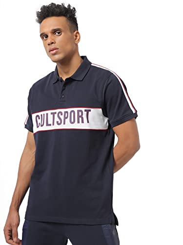 Image of CULT Men's Colourblock Active Polo T-Shirt, Moisture-Wicking, Lightweight, Breathable Fabric, Durable, Activewear, Regular Fit, Topwear for Tennis, Golf, Billiards