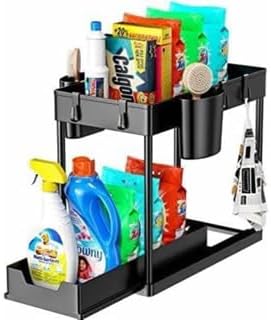 Organizador de Pia de 2 Andares com Gavetas Deslizantes - Pratele...