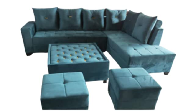 Image of MS Furniture L Shaped Sofa Set with Two Puff