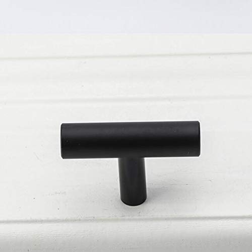 Luluxing 10Pcs Black T-Handle Single Hole Cabinet Wardrobe Handles Drawer Dresser Knobs Single Hole Stainless Steel Cabinet Door Handle thumb #3