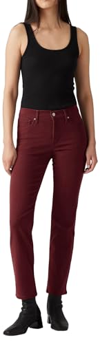 Levi's 314 Shaping Straight Pantalón, Merlot, 32W / 32L Mujeres