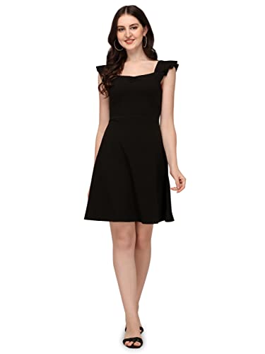 Image of Mehrang Fashion Western Dress || Stretchable Solid Sleeveles Frill Dress for Women || Western Dresses for Women || Dress for Women|| Summer Short Dresses for Women