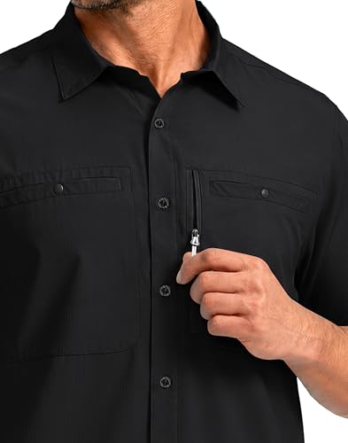 Image of G Gradual Men's Fishing Shirts with Zipper Pockets UPF 50+ Lightweight Cool Short Sleeve Button Down Shirts for Men Hiking