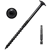 LIONMAX Lag Screws 4 Inch, Structural Wood Screw #14 x 4, 50-PCS Heavy Duty Construction Screw, Rust Resistant, Washer Head, Black Coated Exterior Wood/Lag/Timber Screws, Star Drive with Bit