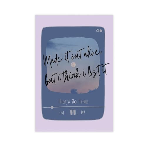 That’s So True Lyrics, Poster, Minimalist Music Quote Fan Gifts Canvas Poster Wall Art for Home Bedroom Office Dorm Room Decor Gift Unframe-style 12" L X 18" W