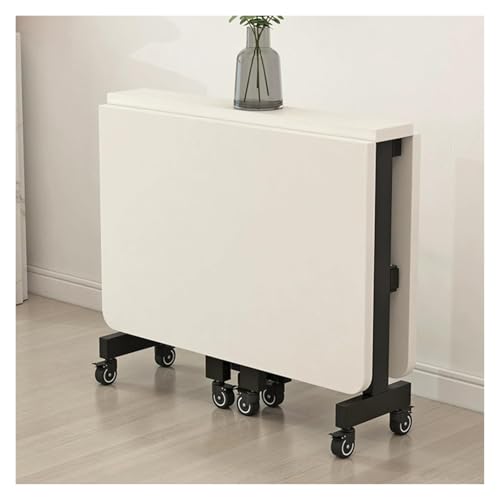 Mesa de Comedor Plegable, Mesa abatible for Espacios con 8 Ruedas, Mesa de Cocina Extensible y móvil, Mesa multifunción Que Ahorra Espacio for Cocina, Dormitorio y habitación.(Log)