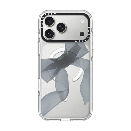 CASETiFY �C���p�N�g �N���A iPhone 17 Pro Max �P�[�X [���ϖh�~/�N���A ����/MagSafe�Ή�] - Black Organza Ribbon