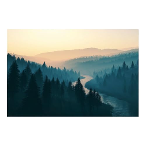Luz alba bosque pinos en lienzo artístico para dar amplitud a tu cocina 1