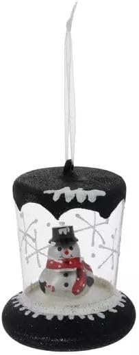 Robert Stanley Black Glitter Snowman Snow Globe Glass Christmas Ornament