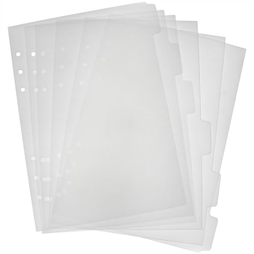 safycaby 6 PCS A5 White Binder Dividers A5 6 Ring Binder Dividers Planner Dividers for 6-Ring Binders Calendars Notebook Pages