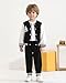 VEGGIEDOT Toddler Boy Clothes 2T 3T Boy Fall Winter Outfits Black Varsity Baseball Sweat Jacket Pants Set Casual Clothing Set for Little Boys