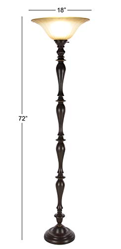 Deco 79 Traditional Polystone Solid Torchiere, 16" X 16" X 72", Brown #TOP5