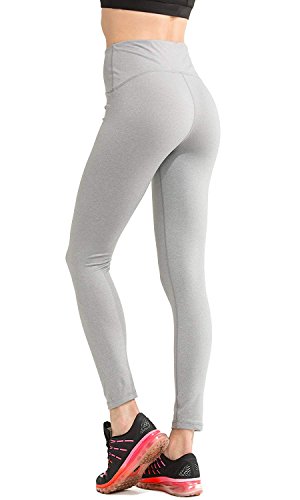 SPECIALMAGIC Women's Yoga Pants Solid Color High Waist Yoga Leggings with Back Pocket Grey
