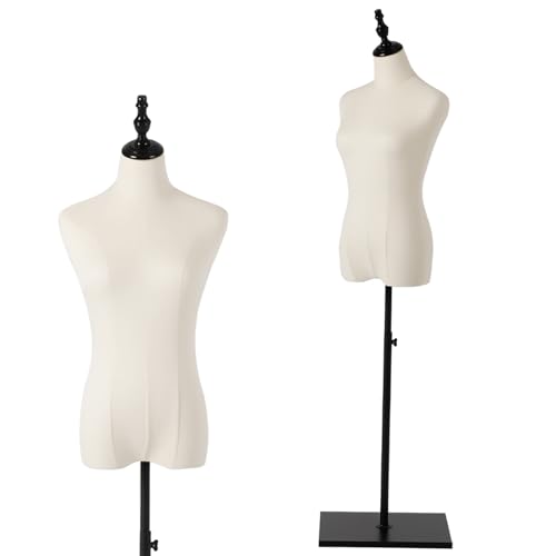 Female Mannequin, Hanging Pants & Skirts Dress Mannequin with Stand, Height Adjustable Torso for Clothing Dress Jewelry Display, Sewing, Black