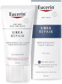 Eucerin UreaRepair Replenishing Face Cream 5% Urea 50ml, Nourishing Day Cream for Psoriasis, Skincare with Urea for Dry Skin