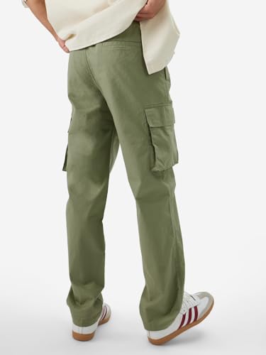 Image of The Souled Store Men and Boys Buttoned Cotton Blend Straight Fit Cargo Pants
