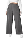 Eytino Plus Size Dress Pants for Women Fashion 2026 Winter Casual High Waisted Business Work Wide Leg Trousers for Office,4X Dark Grey