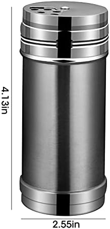 Nlmayt Seasoning Bottle, Stainless Steel Spice Jar with Rotating Lids, BBQ Spice Shaker Spice Storage Containers, Spice Bottles for Kitchen, Cooking, Salt, Black Pepper, Seasonings