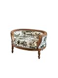 CasAmin Home & Living Baroque Style Pet Cot, Cute Dog Sofa, Green Tree Print, Handmade Solid Wood Cat Couch